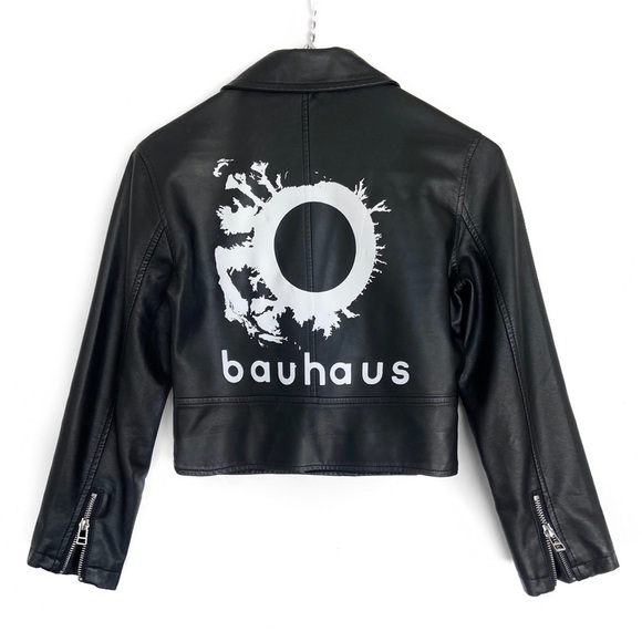 VINTAGE: BAUHAUS x NASTY GAL Cropped Faux Leather Moto Jacket (Limited Edition) - Picture 4 of 12